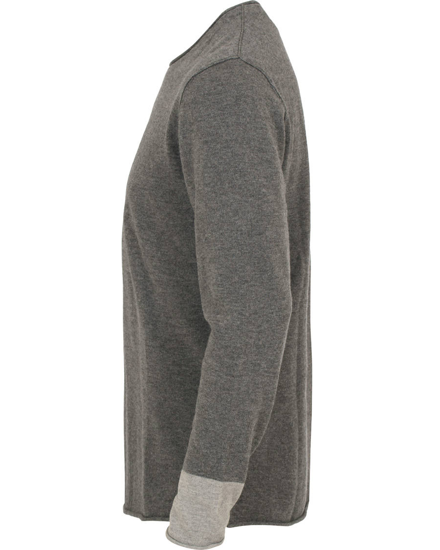 Uomini | Maglieria | Filippa K | Cotton/Merino Roll Edge Sweater Grey Melange