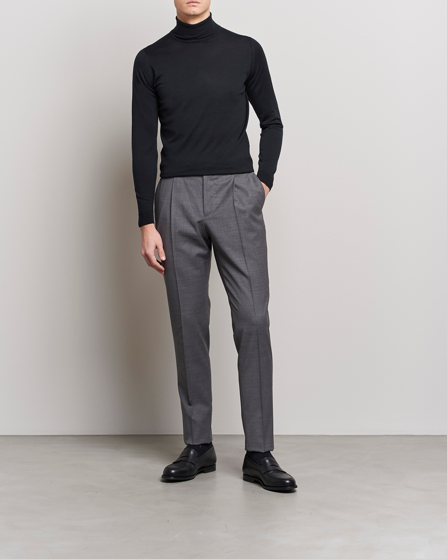 Uomini | Maglieria | John Smedley | Cherwell Extra Fine Merino Rollneck Black