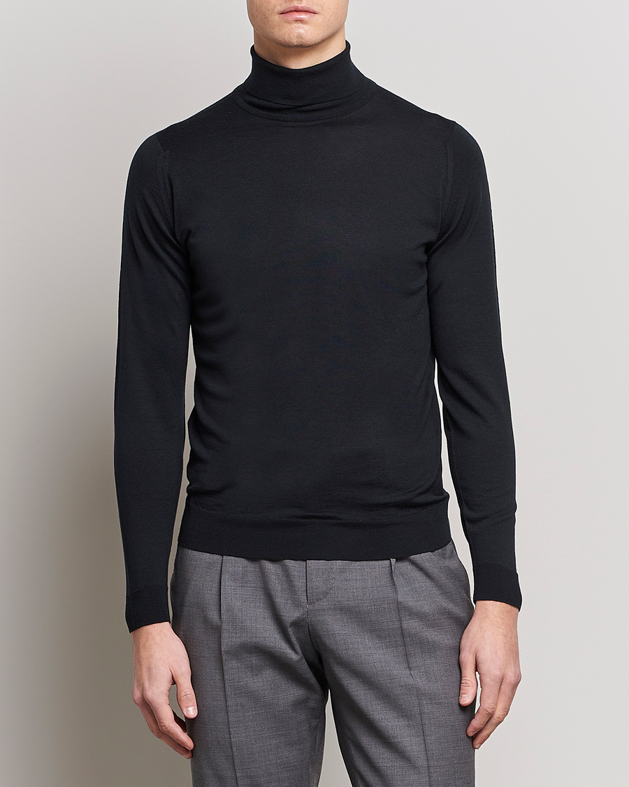 Uomini | Maglieria | John Smedley | Cherwell Extra Fine Merino Rollneck Black
