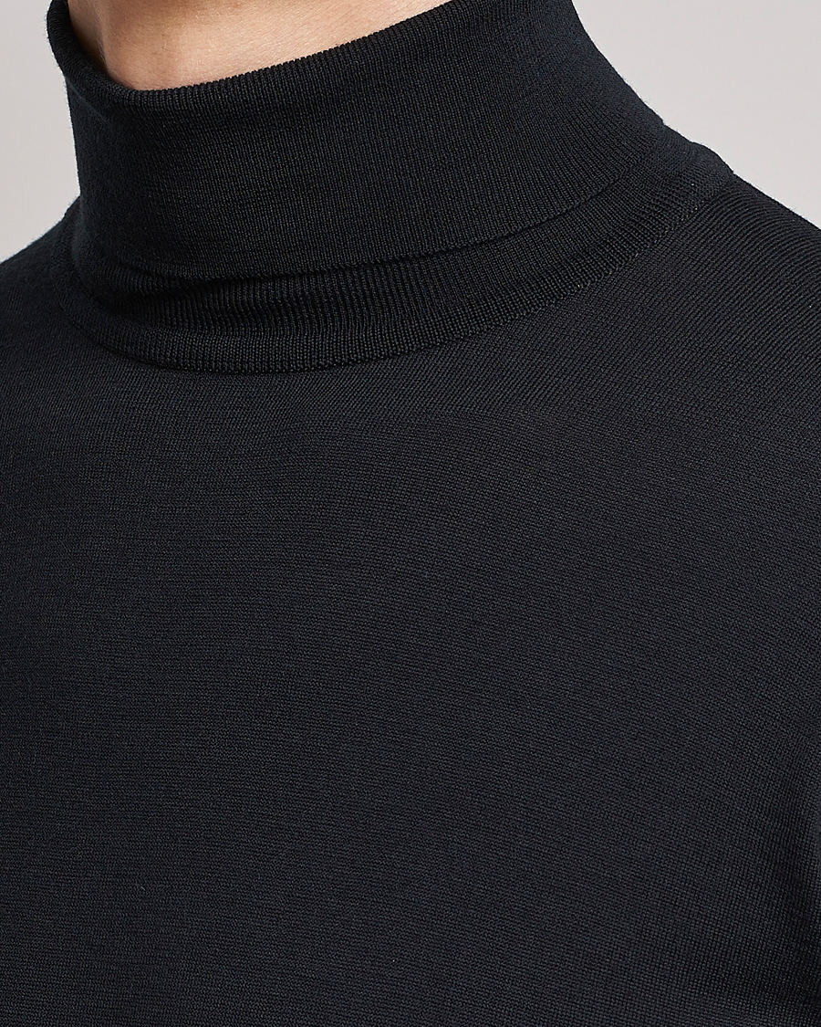 Uomini | Maglieria | John Smedley | Cherwell Extra Fine Merino Rollneck Black