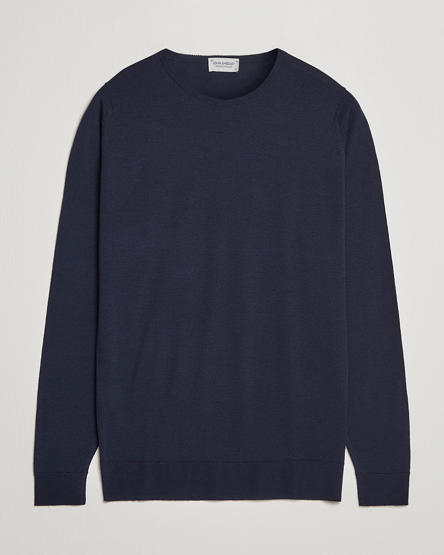 Uomini | Maglieria | John Smedley | Lundy Extra Fine Merino Crew Neck Midnight
