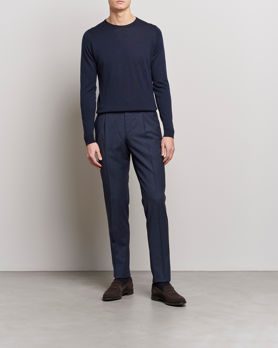 Uomini | Maglieria | John Smedley | Lundy Extra Fine Merino Crew Neck Midnight