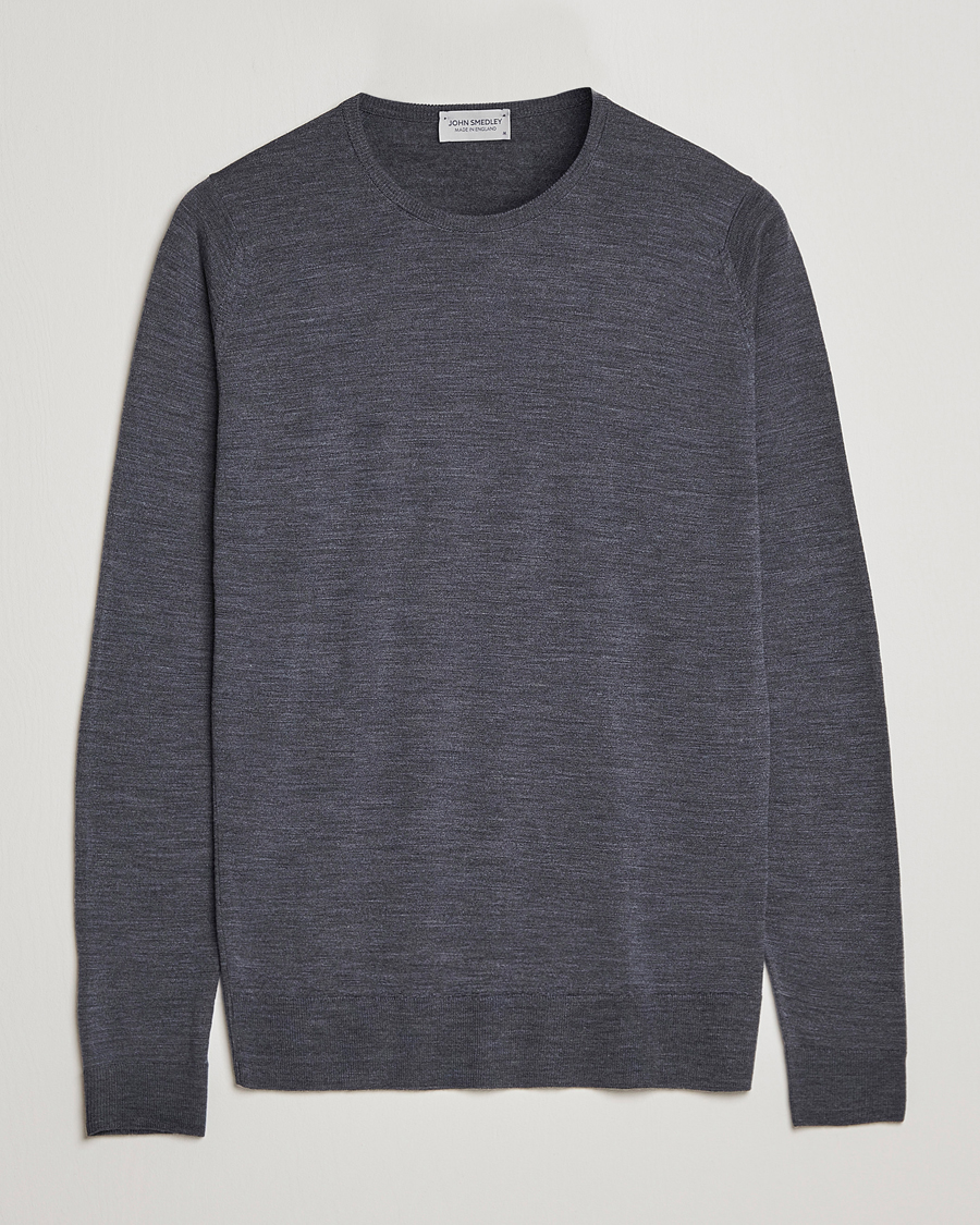Uomini | Maglieria | John Smedley | Lundy Extra Fine Merino Crew Neck Charcoal