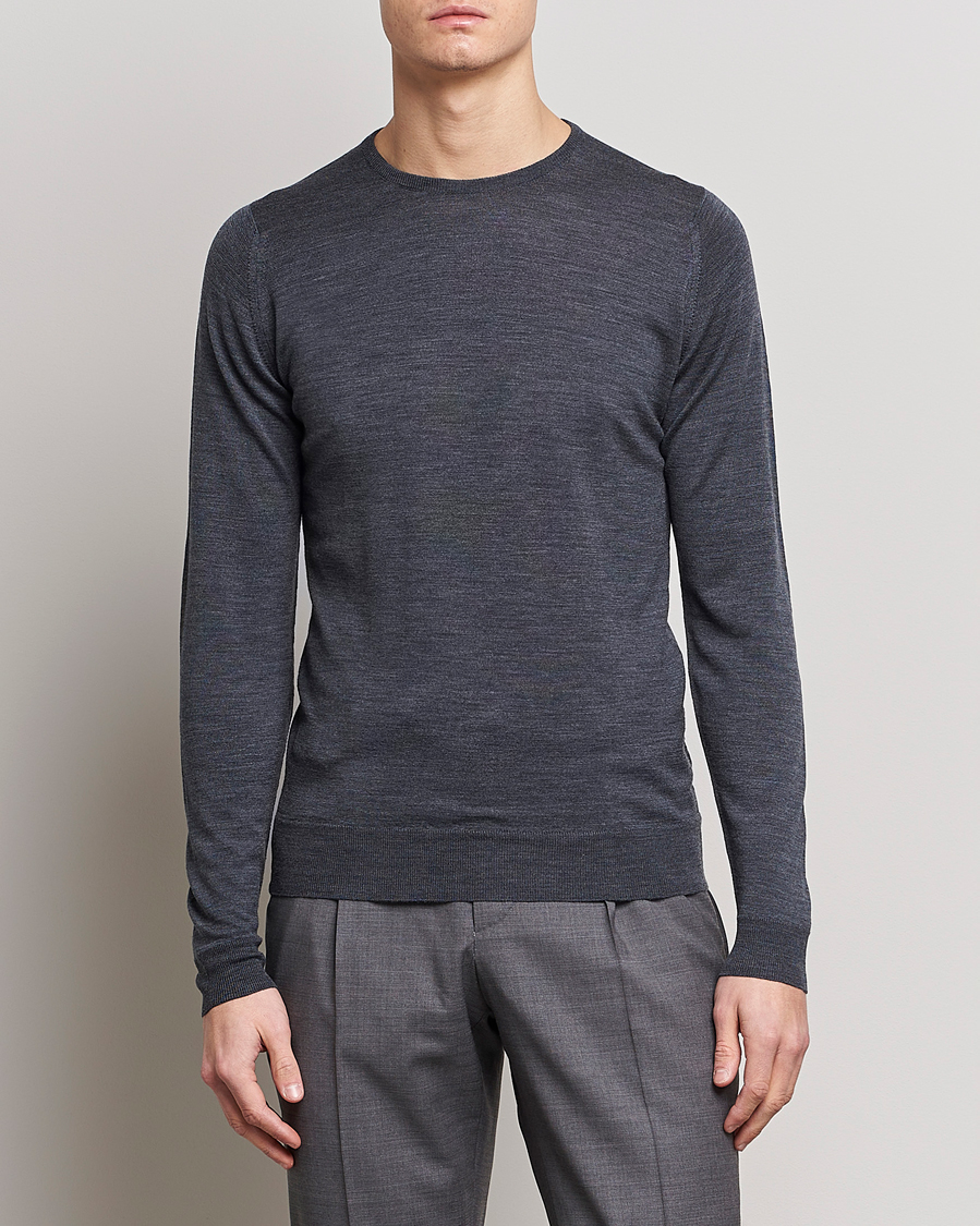 Uomini | Maglieria | John Smedley | Lundy Extra Fine Merino Crew Neck Charcoal
