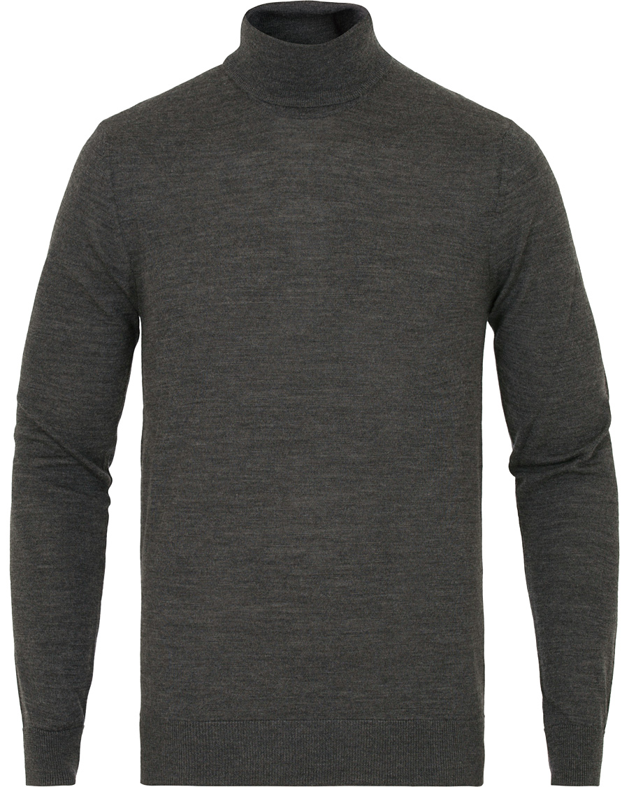 Uomini | Maglieria | Tiger of Sweden | Visavi Extra Fine Merino Polo Dark Grey