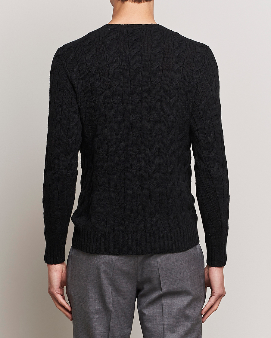 Uomini | Maglieria | Ralph Lauren Purple Label | Cashmere Cable Crew Neck Sweater Black