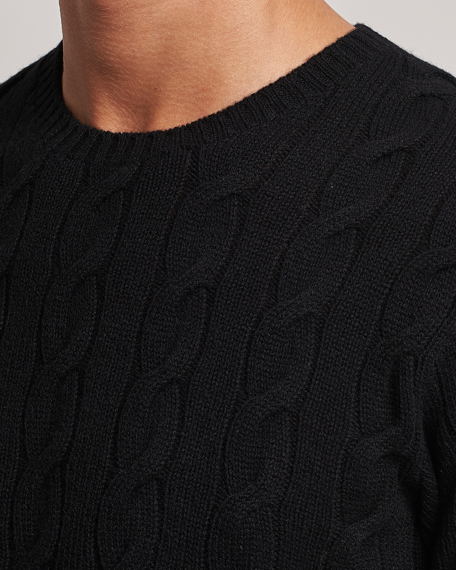 Uomini | Maglieria | Ralph Lauren Purple Label | Cashmere Cable Crew Neck Sweater Black