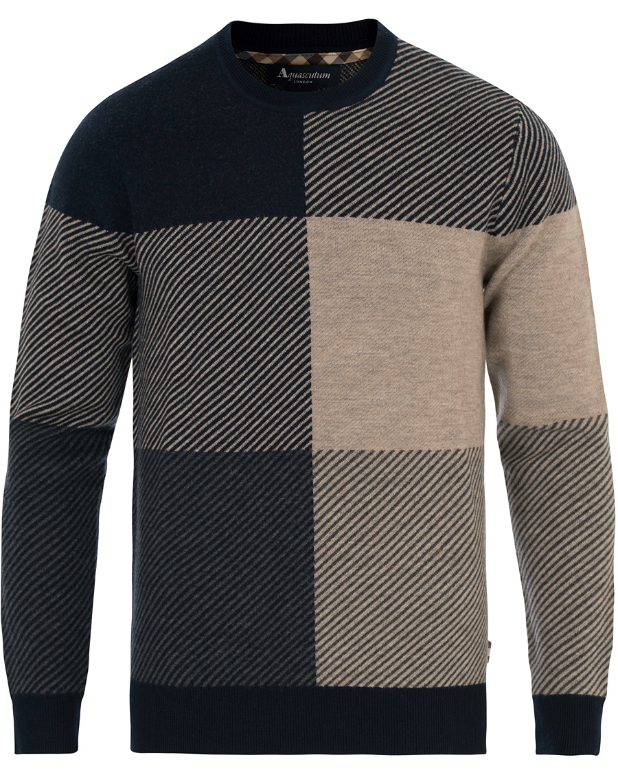 Uomini | Maglieria | Aquascutum | Clapton Large Check Knit Navy