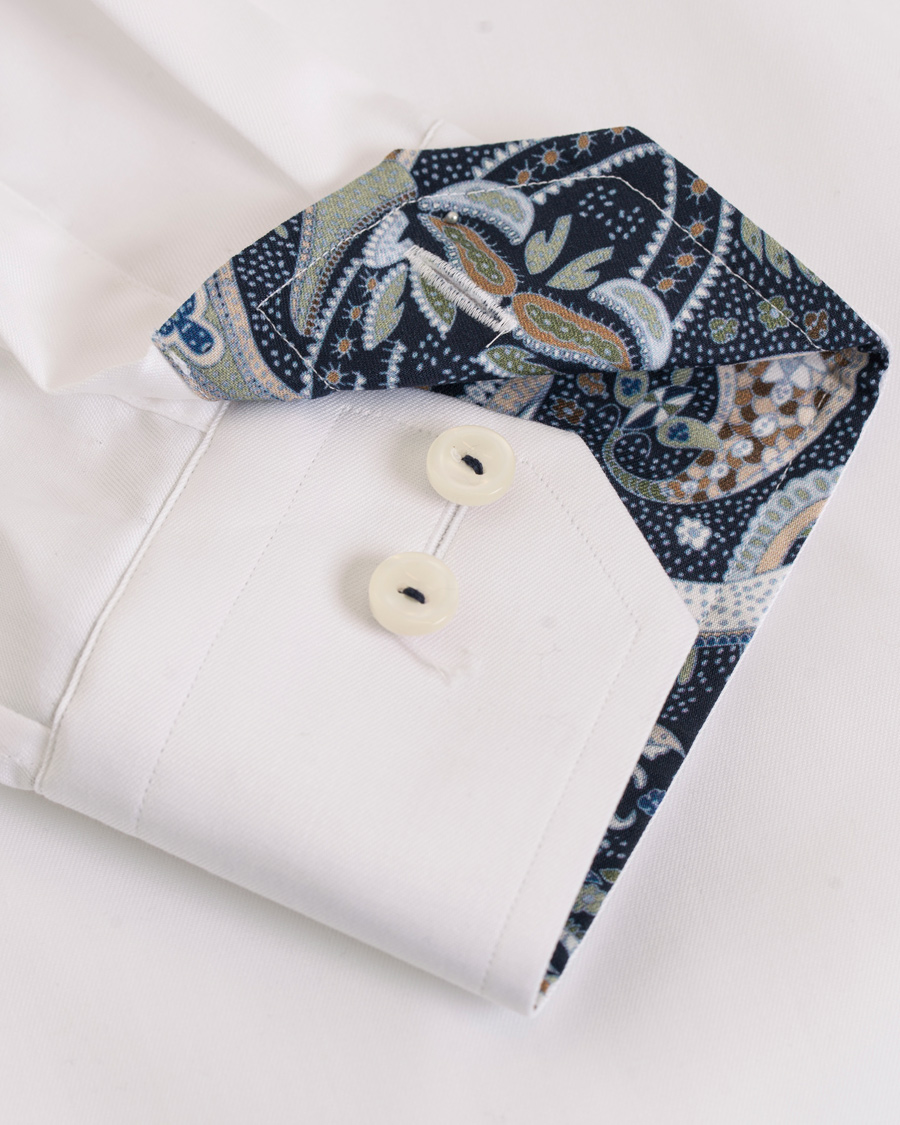Uomini | Camicie | Eton | Super Sim Contrast Flower Shirt  White