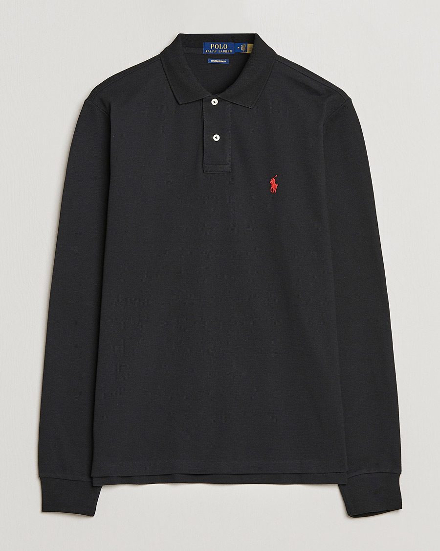 Uomini | Polo | Polo Ralph Lauren | Custom Slim Fit Long Sleeve Polo Polo Black