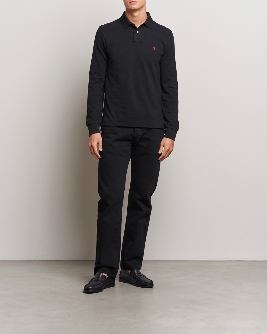 Uomini | Polo | Polo Ralph Lauren | Custom Slim Fit Long Sleeve Polo Polo Black