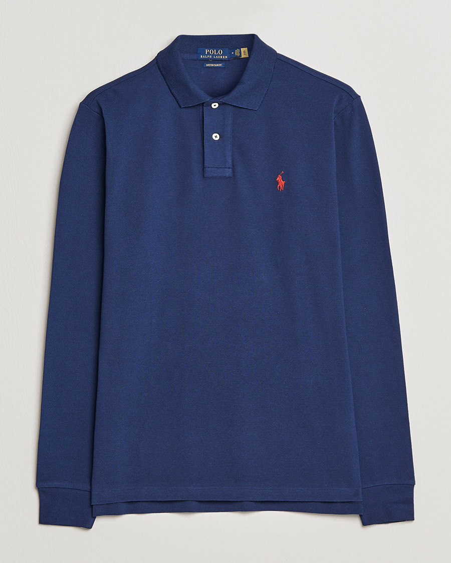 Uomini | Polo | Polo Ralph Lauren | Custom Slim Fit Long Sleeve Polo Newport Navy