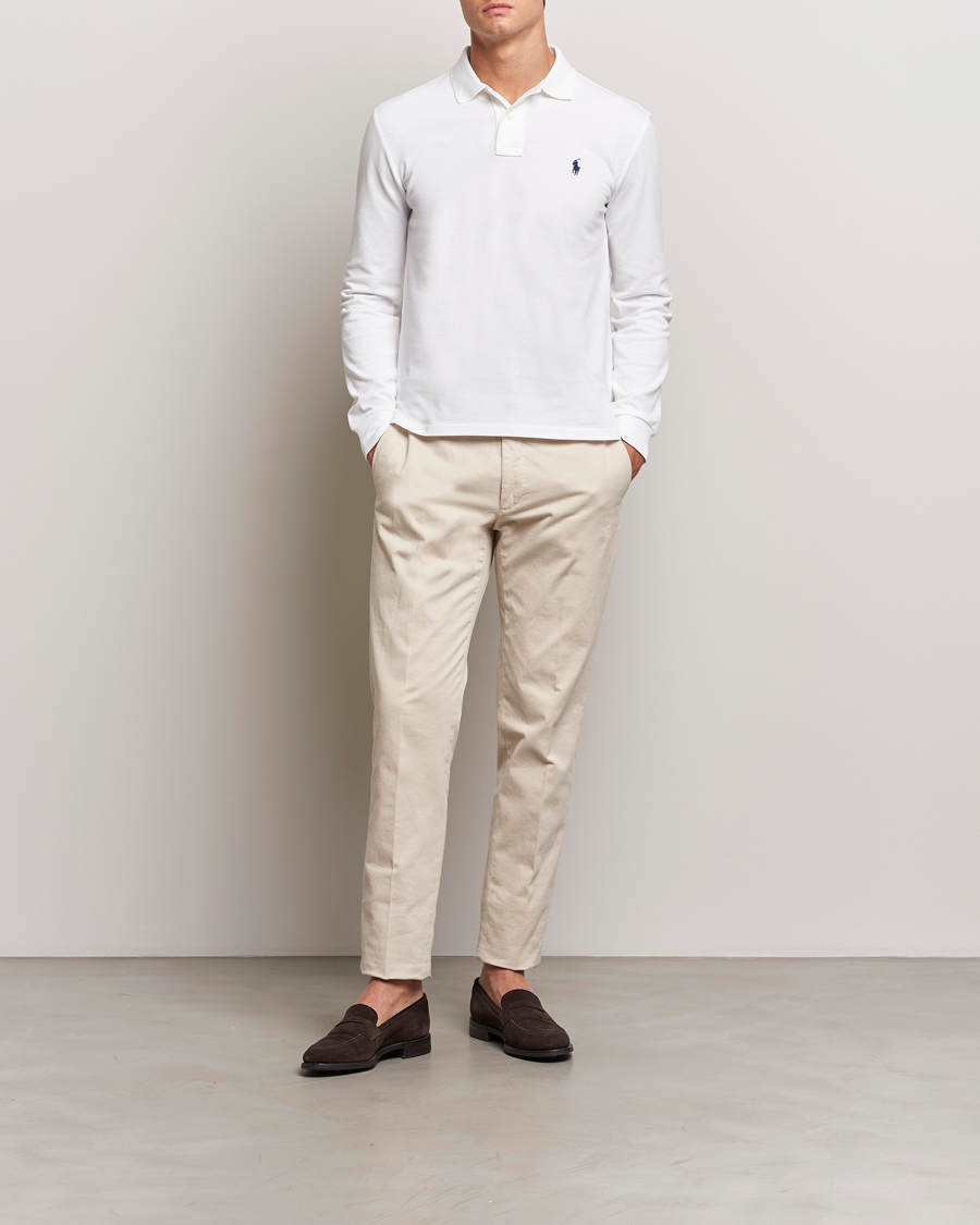 Uomini | Polo | Polo Ralph Lauren | Slim Fit Long Sleeve Polo White