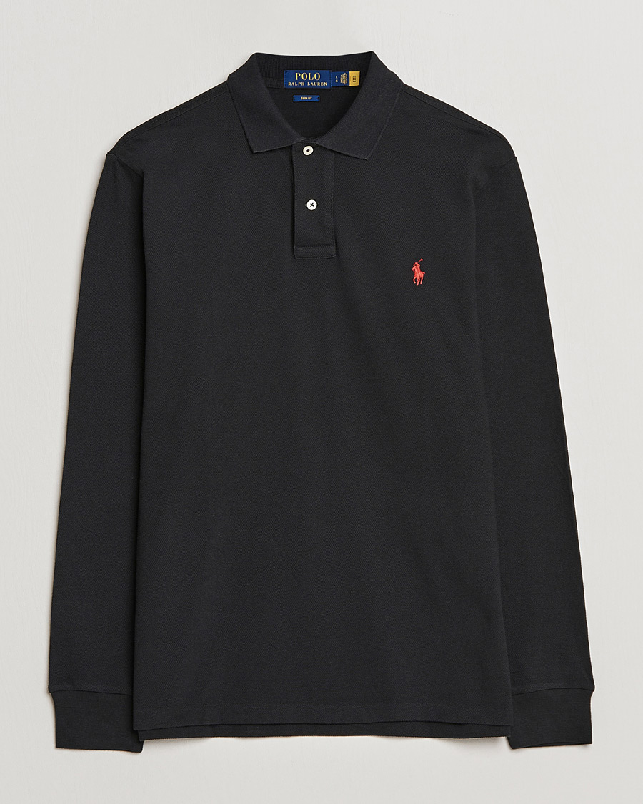 Uomini | Polo | Polo Ralph Lauren | Slim Fit Long Sleeve Polo Polo Black