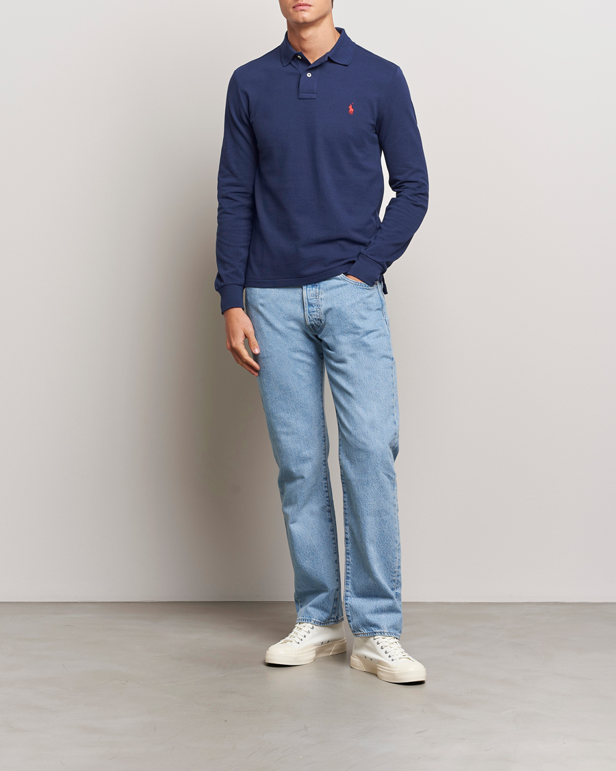 Uomini | Polo | Polo Ralph Lauren | Slim Fit Long Sleeve Polo Newport Navy