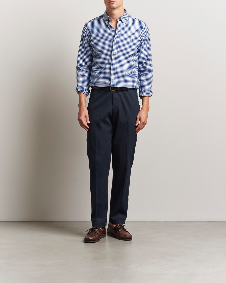 Uomini | Camicie | Polo Ralph Lauren | Custom Fit Oxford Gingham Shirt Blue/White