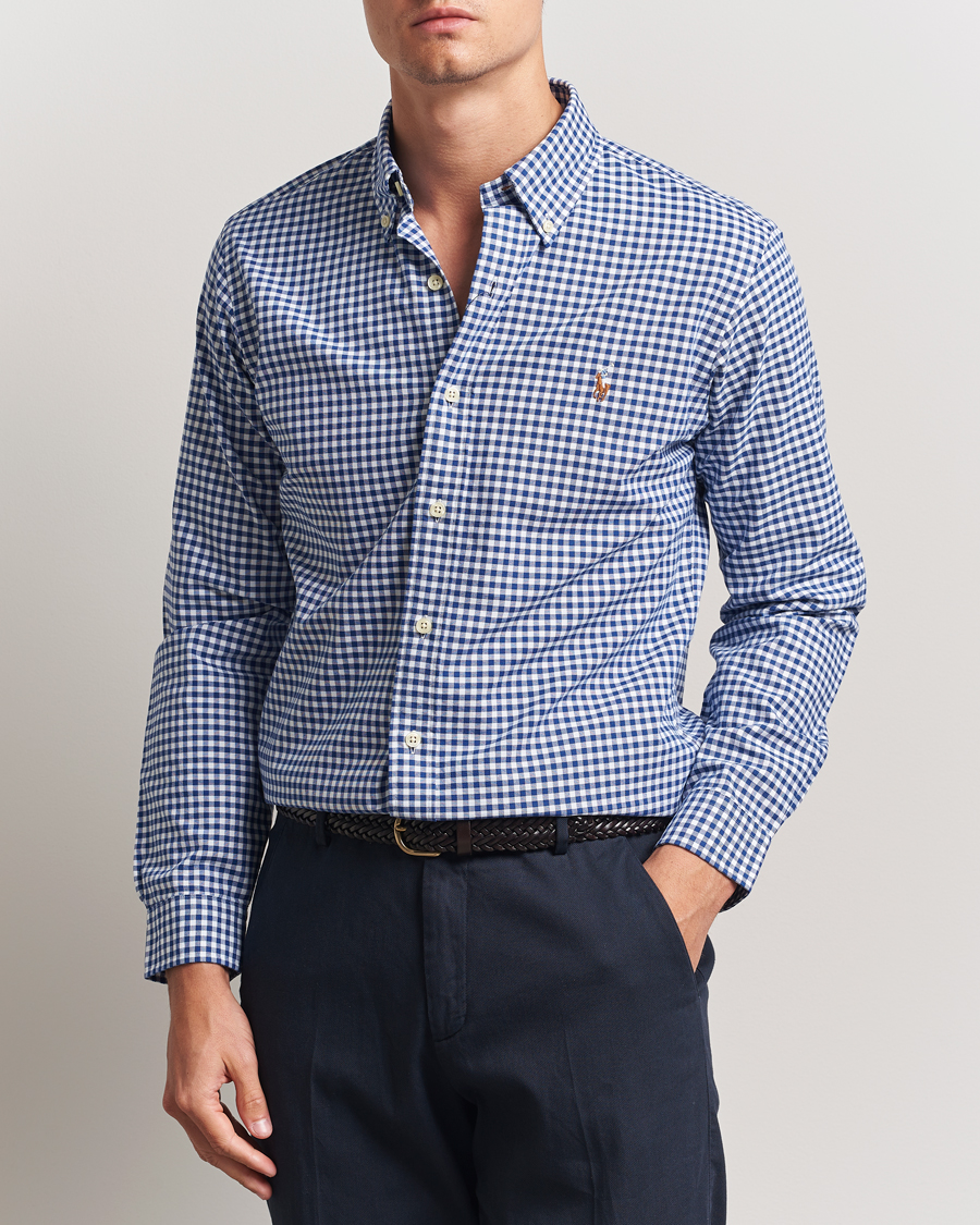 Uomini | Camicie | Polo Ralph Lauren | Custom Fit Oxford Gingham Shirt Blue/White