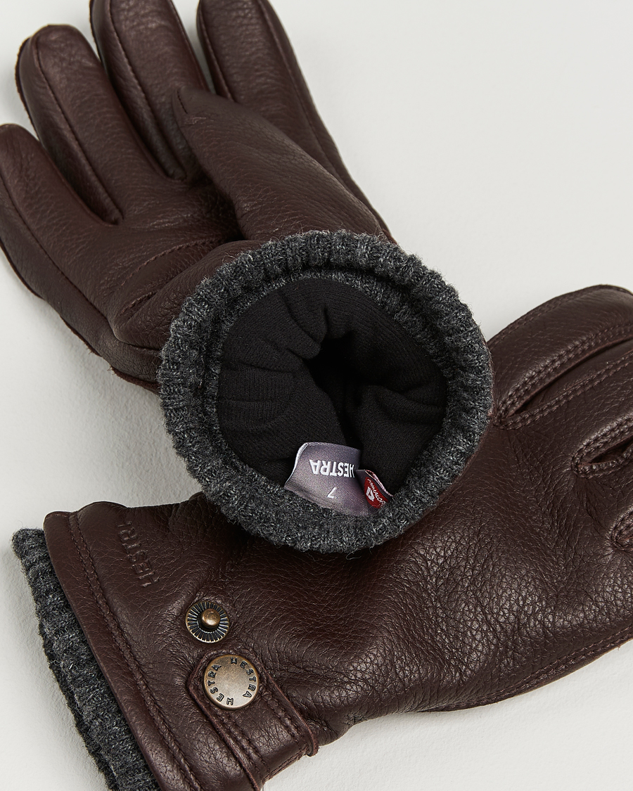 Uomini | Guanti | Hestra | Utsjö Fleece Lined Buckle Elkskin Glove Espresso