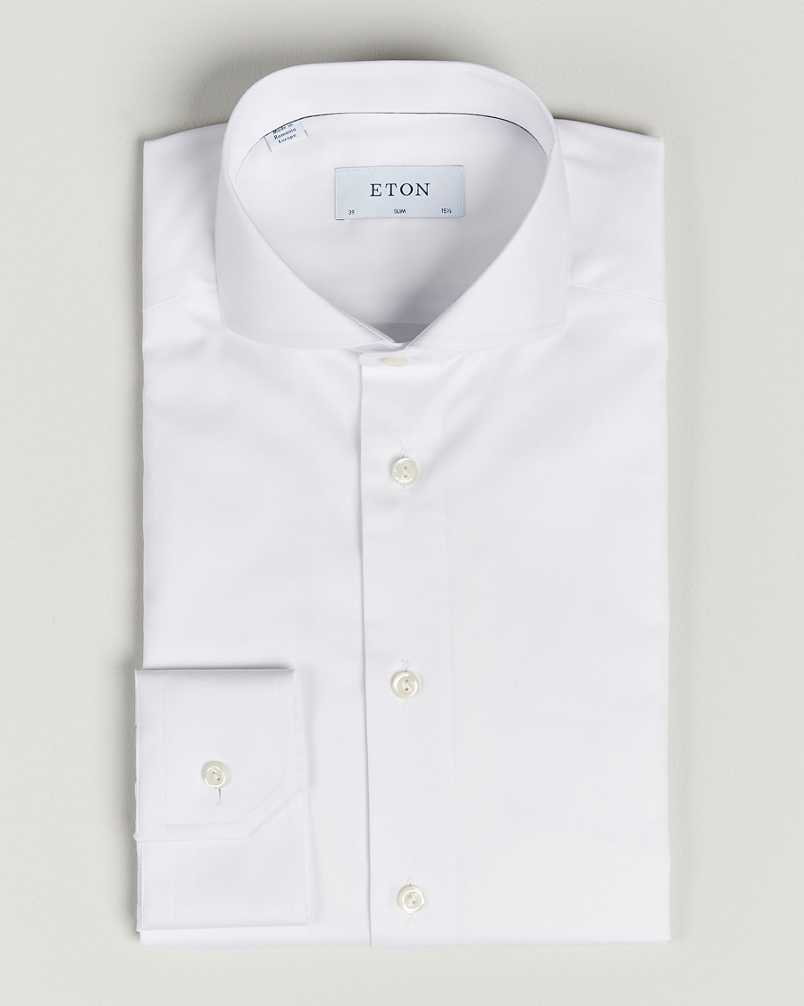 Uomini | Camicie | Eton | Slim Fit Twill Cut Away Shirt White