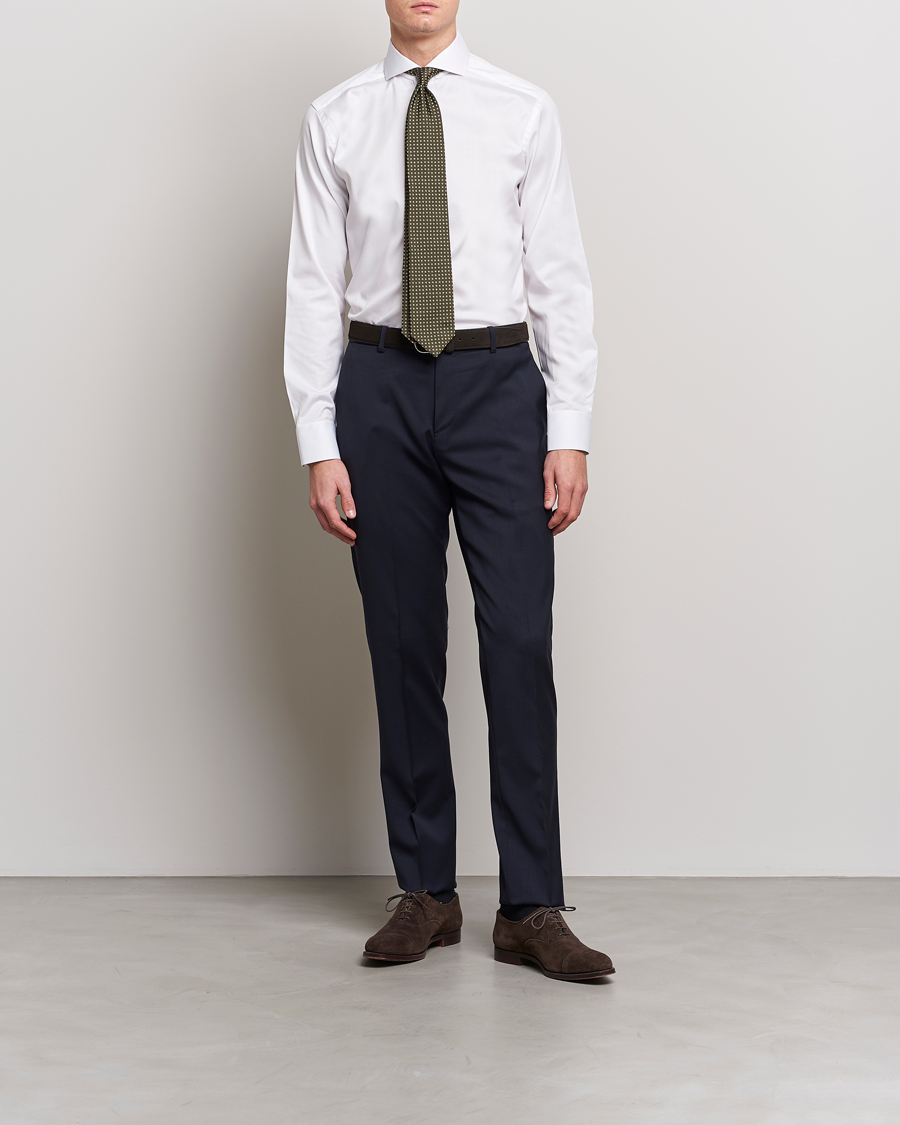 Uomini | Camicie | Eton | Slim Fit Twill Cut Away Shirt White