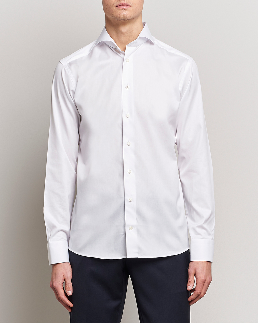Uomini | Camicie | Eton | Slim Fit Twill Cut Away Shirt White