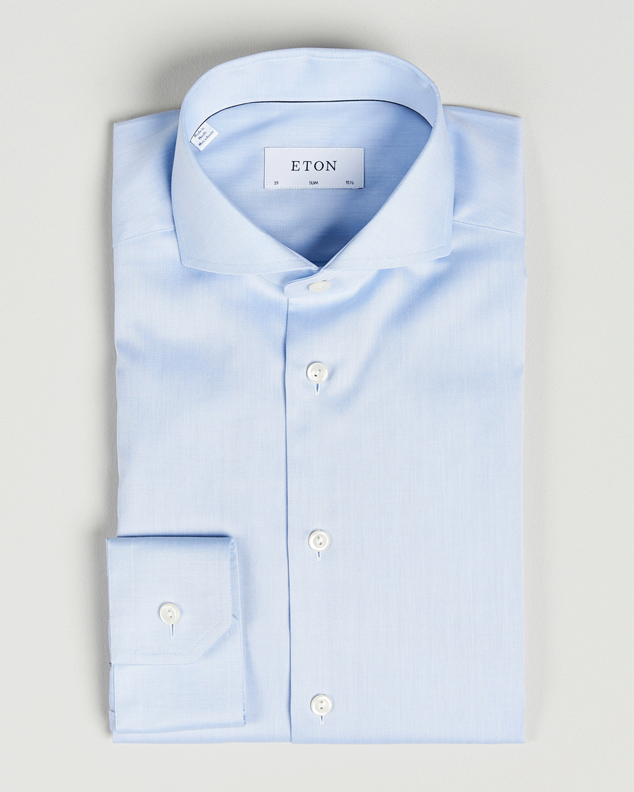 Uomini | Camicie | Eton | Slim Fit Twill Cut Away Shirt Light Blue