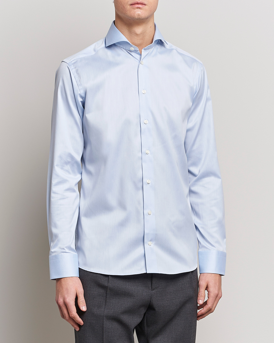 Uomini | Camicie | Eton | Slim Fit Twill Cut Away Shirt Light Blue
