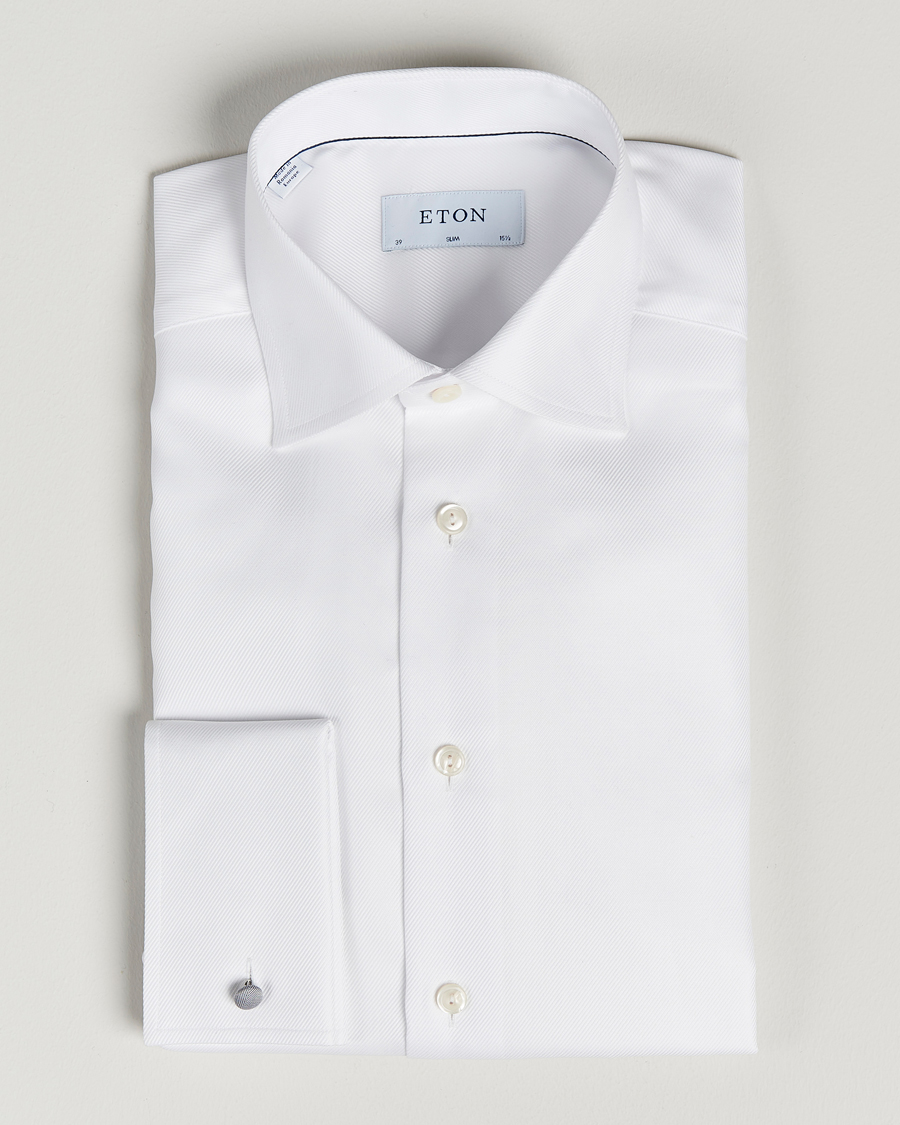 Uomini | Camicie | Eton | Slim Fit Twill Double Cuff Shirt White