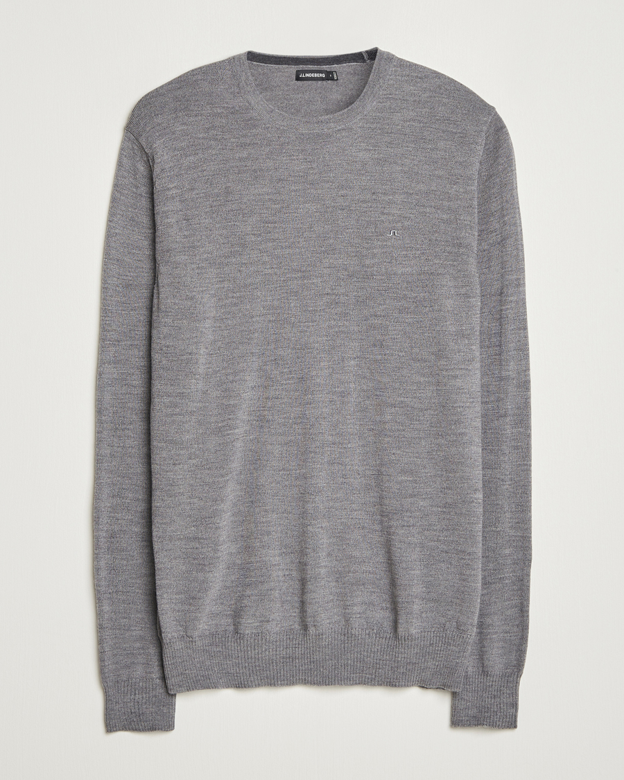 Uomini | Maglieria | J.Lindeberg | Lyle True Merino Crew Neck Pullover Grey