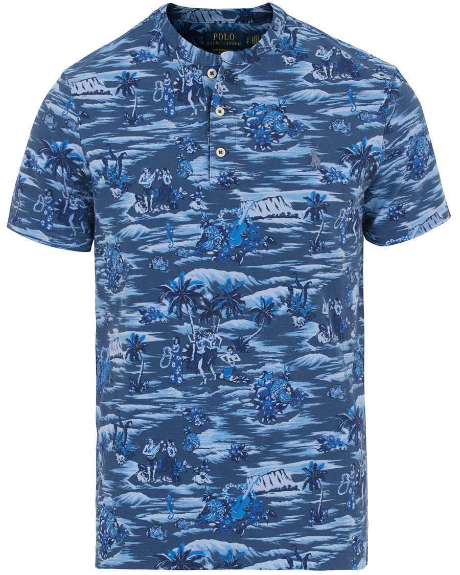 Uomini | Polo | Polo Ralph Lauren | Featherweight Grandad Collar Polo Indigo Island Blue