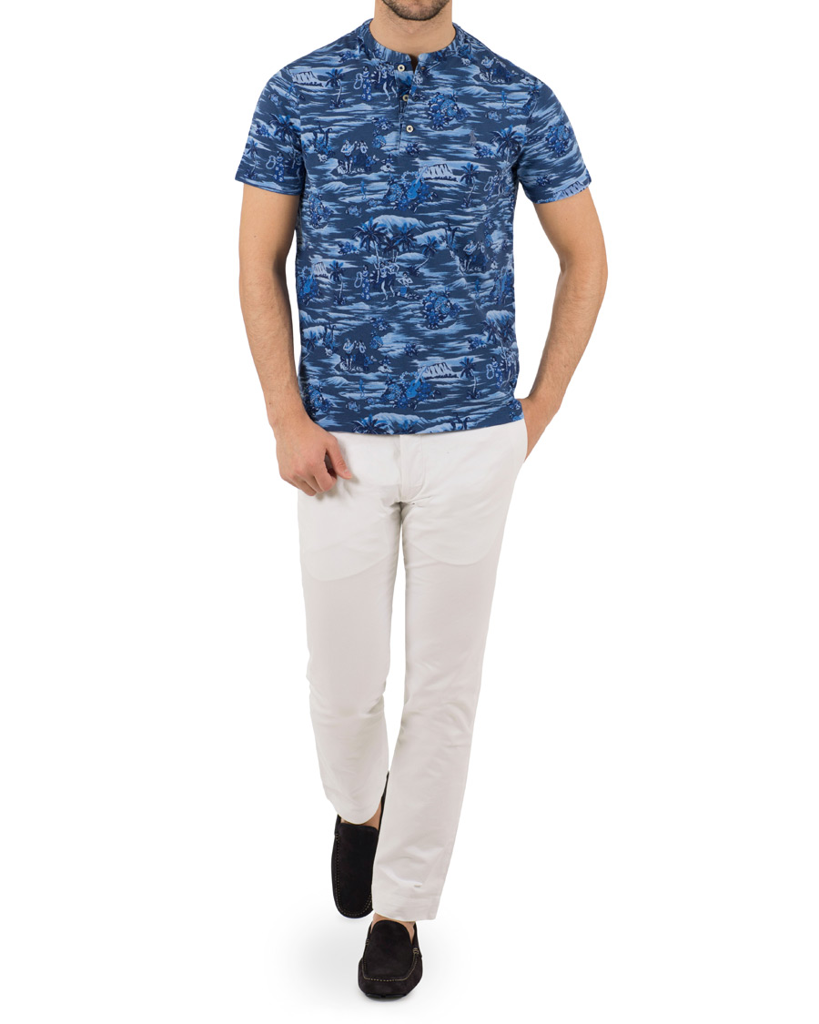 Uomini | Polo | Polo Ralph Lauren | Featherweight Grandad Collar Polo Indigo Island Blue