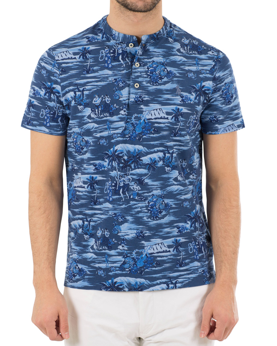 Uomini | Polo | Polo Ralph Lauren | Featherweight Grandad Collar Polo Indigo Island Blue