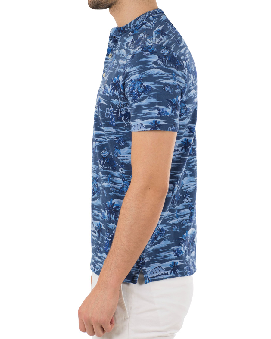 Uomini | Polo | Polo Ralph Lauren | Featherweight Grandad Collar Polo Indigo Island Blue