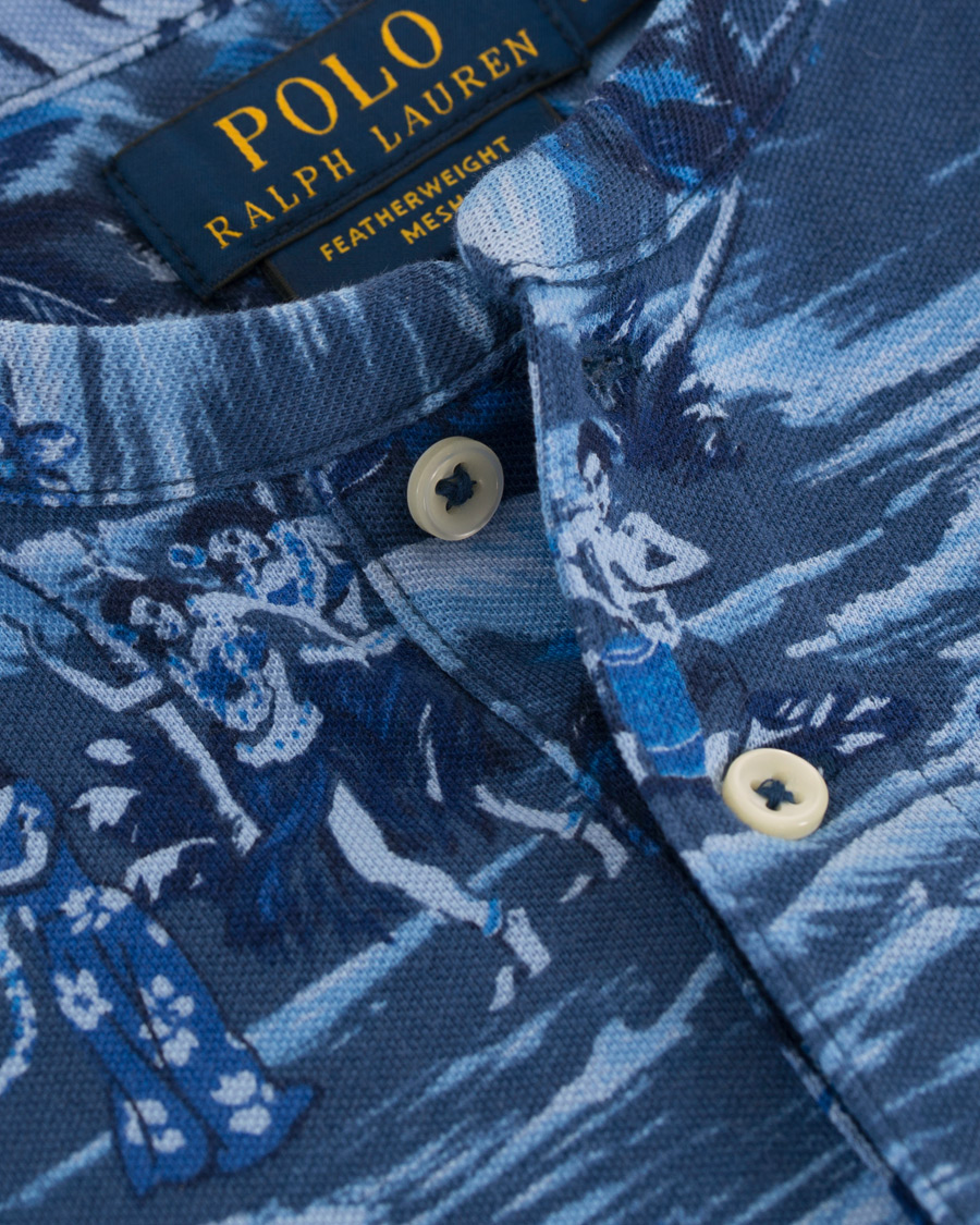Uomini | Polo | Polo Ralph Lauren | Featherweight Grandad Collar Polo Indigo Island Blue