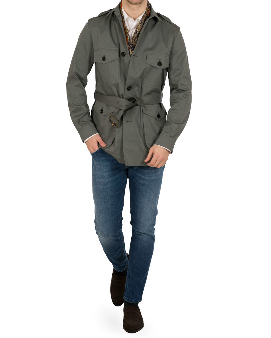 Uomini | Giacche | Private White V.C. | Belted Safari Jacket Teal Green