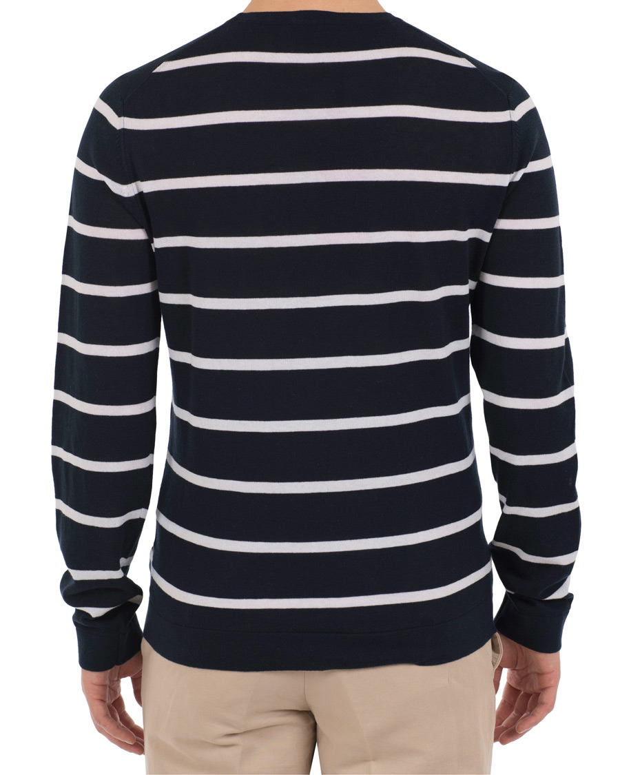 Uomini | Maglieria | HUGO | Simun Stripe Knitted Crew Neck Navy/White