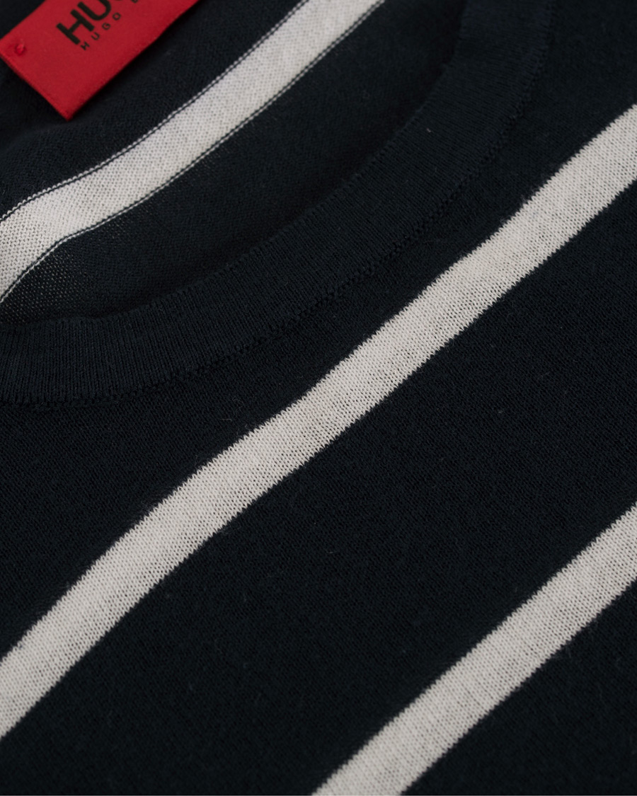 Uomini | Maglieria | HUGO | Simun Stripe Knitted Crew Neck Navy/White