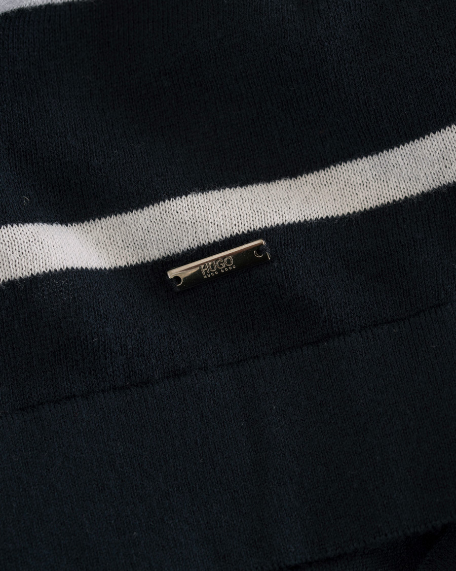 Uomini | Maglieria | HUGO | Simun Stripe Knitted Crew Neck Navy/White