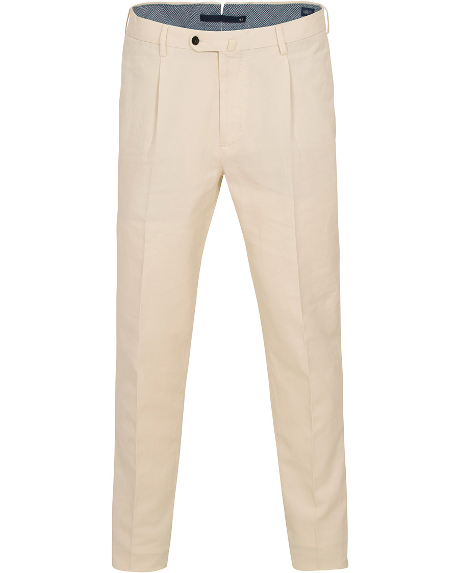 Uomini | Pantaloni | Incotex | Carrot Fit Single Pleated Trousers Off White