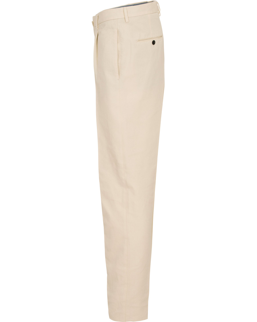Uomini | Pantaloni | Incotex | Carrot Fit Single Pleated Trousers Off White