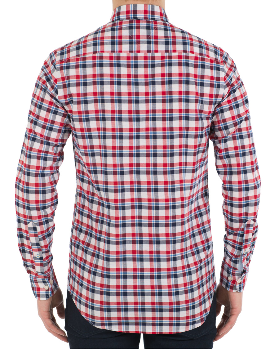 Uomini | Camicie | Tommy Hilfiger | Slim Fit Cotton/Linen Check Shirt Red/Maritime Blue