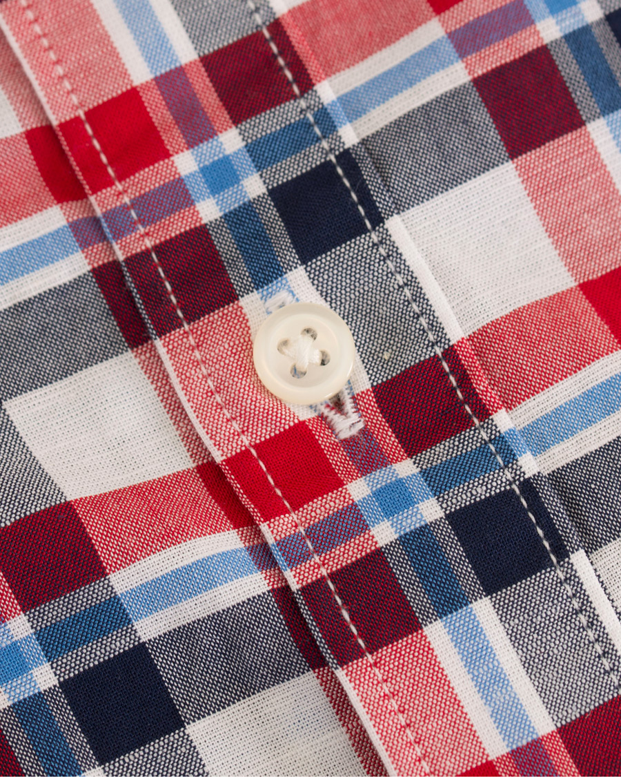 Uomini | Camicie | Tommy Hilfiger | Slim Fit Cotton/Linen Check Shirt Red/Maritime Blue