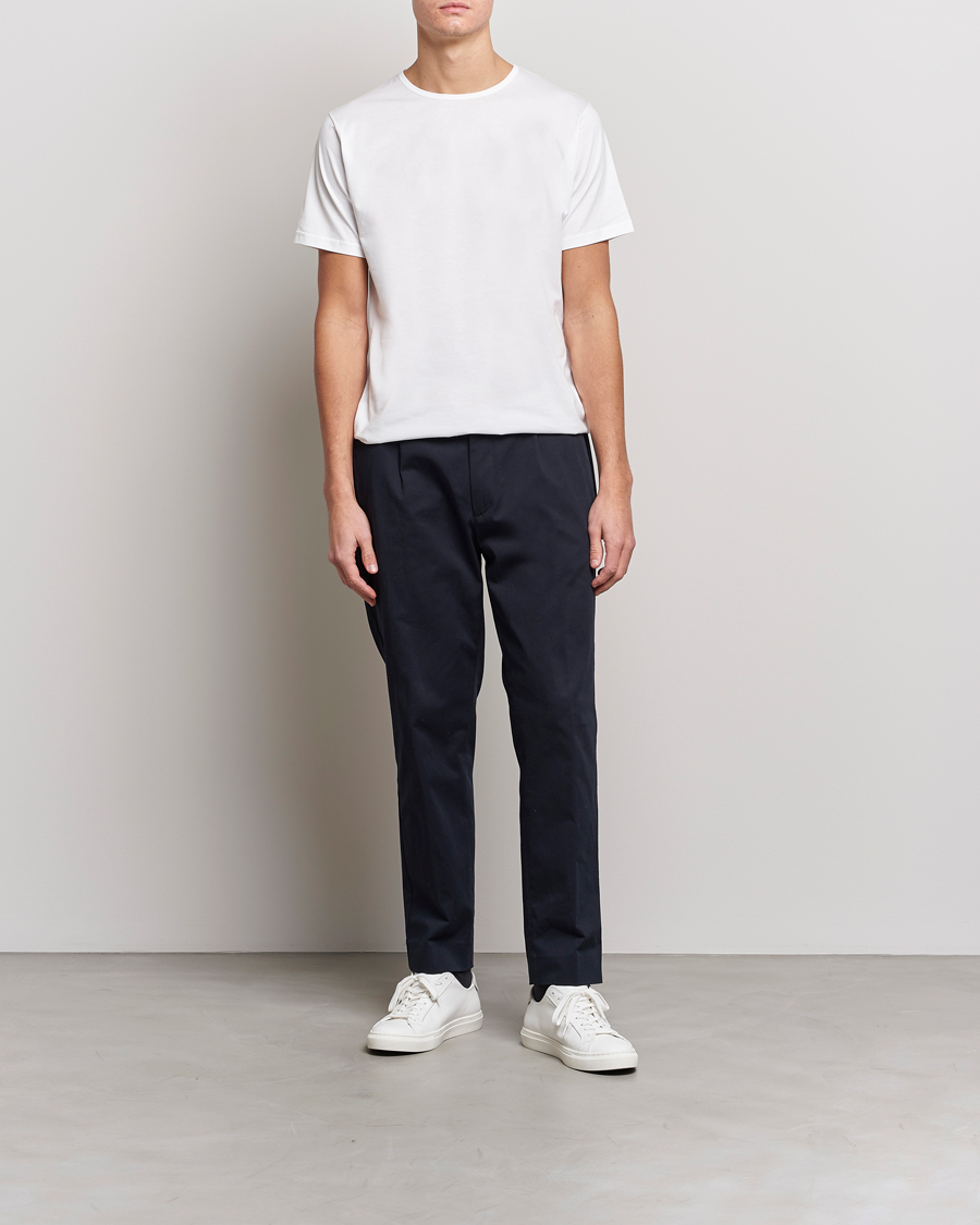 Uomini | T-shirt | Sunspel | Superfine Cotton Crew Neck T-Shirt White