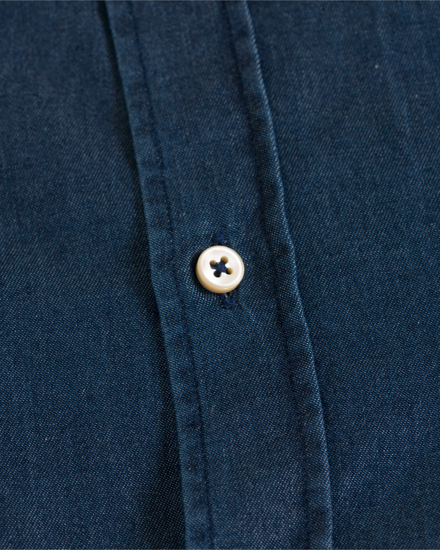 Uomini | Camicie | Stenströms | Slimline Garment Washed Shirt Dark Denim