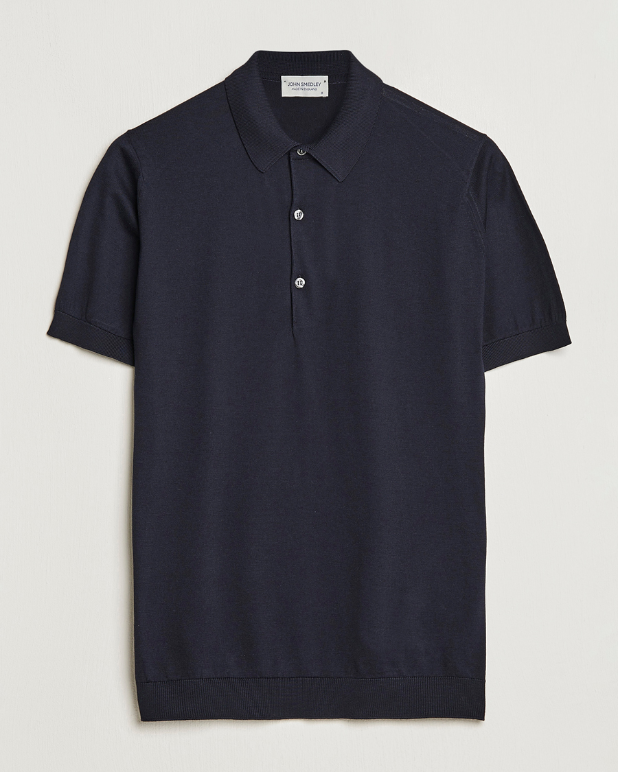 Uomini | Polo | John Smedley | Adrian Slim Fit Sea Island Polo Navy