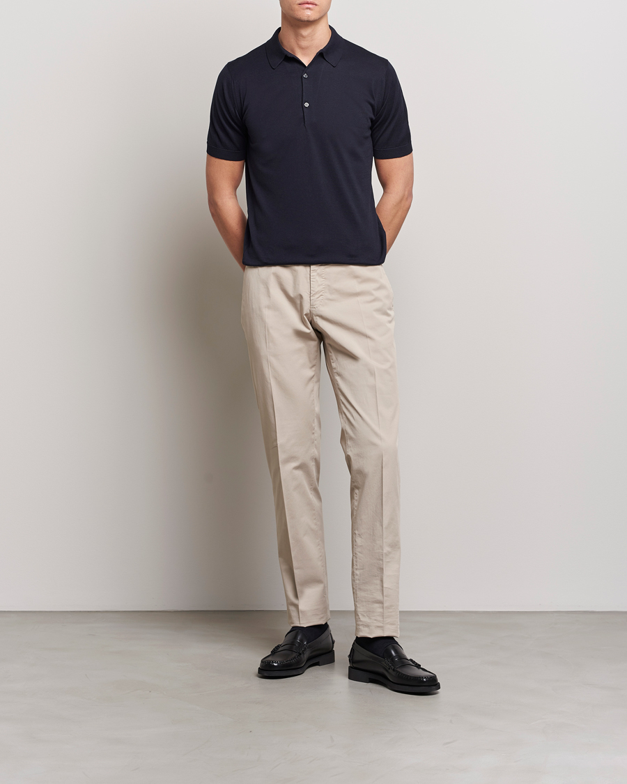 Uomini | Polo | John Smedley | Adrian Slim Fit Sea Island Polo Navy