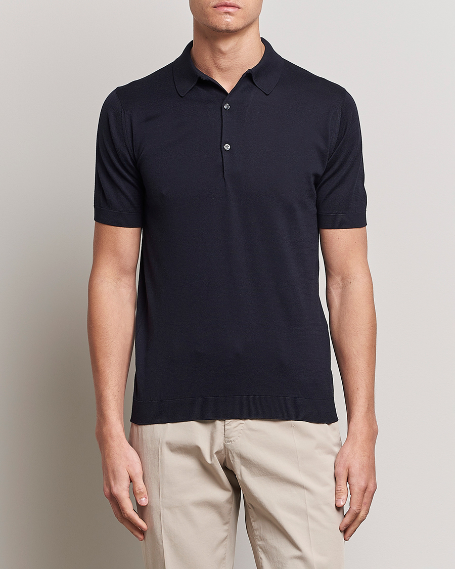 Uomini | Polo | John Smedley | Adrian Slim Fit Sea Island Polo Navy