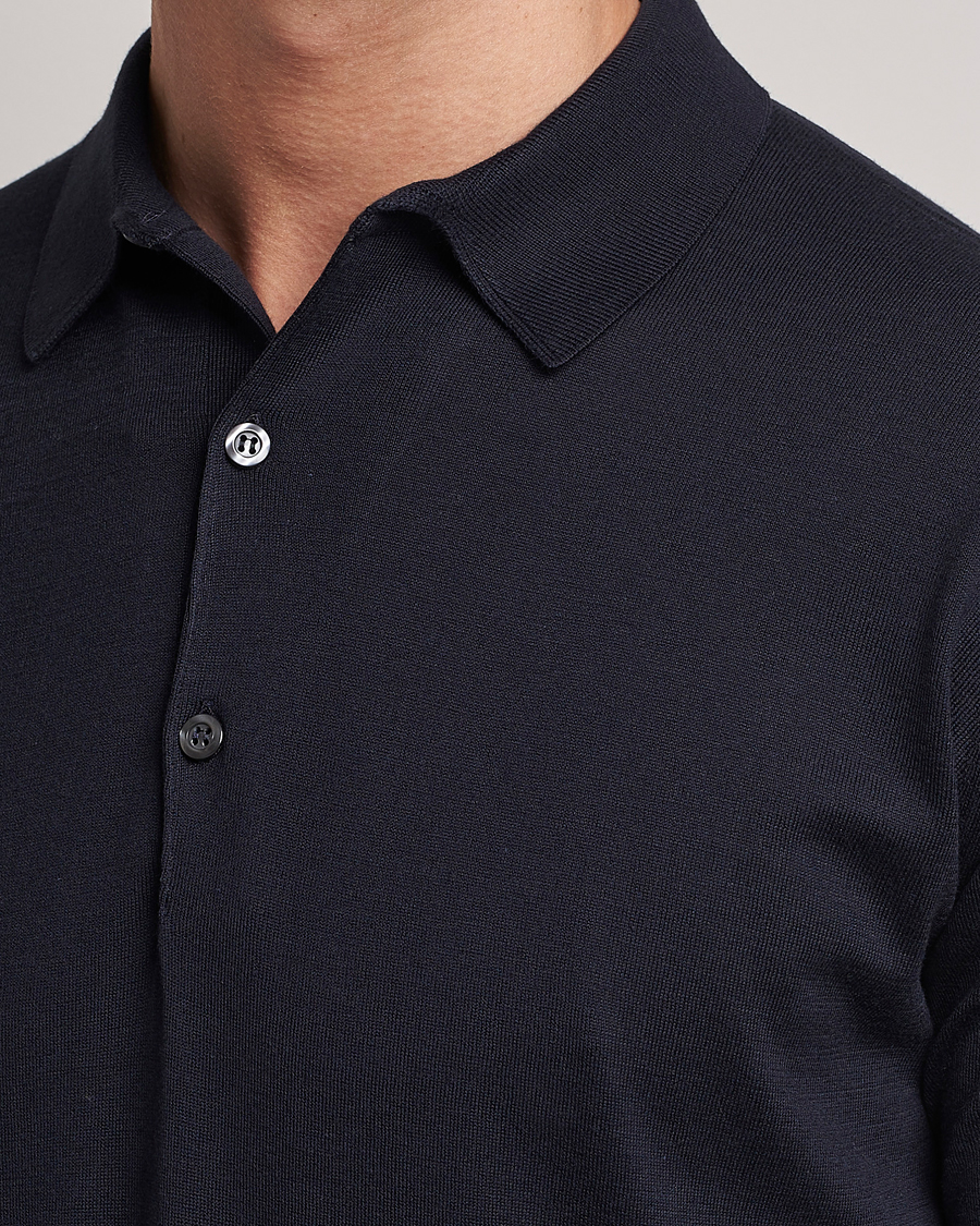 Uomini | Polo | John Smedley | Adrian Slim Fit Sea Island Polo Navy