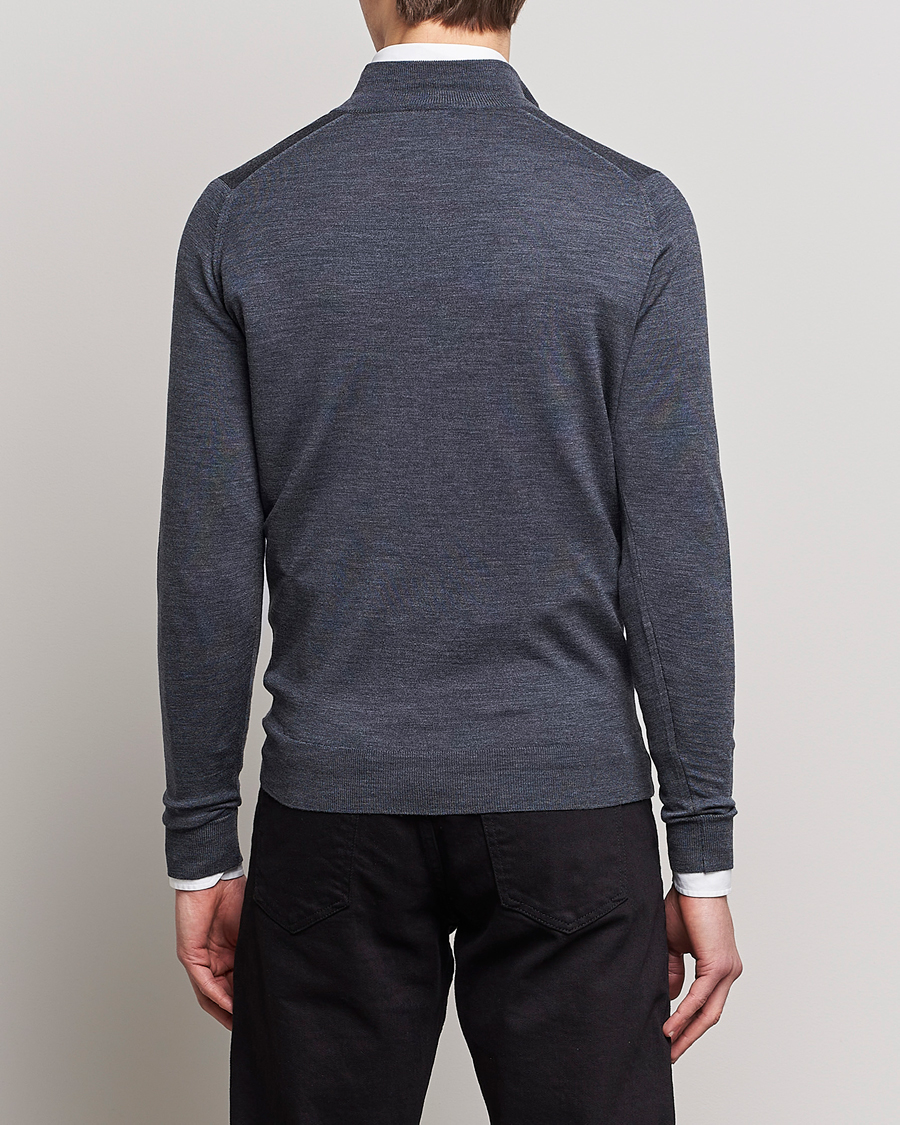 Uomini | Maglieria | John Smedley | Barrow Extra Fine Merino Half Zip Charcoal