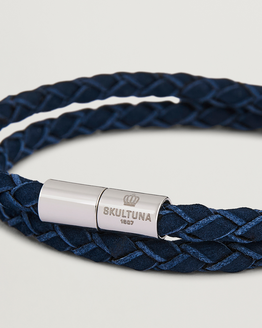 Uomini | Gioielli | Skultuna | The Suede Bracelet Blue